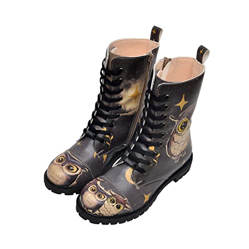 DOGO Zipsy Boots - Owls Family - Vegane Damen Boots und Nachhaltige und Bunte Stiefeletten - Trendige Bequeme Stiefel für Damen von DOGO