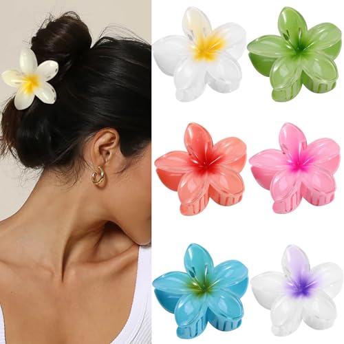 Hawaiianische Blumen-Haarspangen – 6 Stück, bunte Haarklammern für Damen und Mädchen, große ästhetische Haar-Accessoires für dickes oder dünnes Haar, Sommer-/Strandurlaub-Geschenk Hawaiianische Blumen-Haarspangen – 6 Stück, bunte Haarklammern für Damen und Mädchen, große ästhetische Haar-Accessoires für dickes oder dünnes Haar, Sommer-/Strandurlaub-Geschenk von DOGODE
