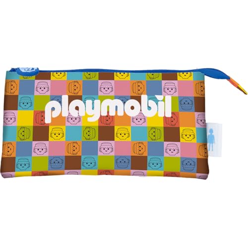 DOHE - Dreifaches Federmäppchen für die Schule - 3 Fächer, Mehrzweck-Federmäppchen, Maße 23 x 12 x 2,5 cm, Reißverschluss, aus strapazierfähigem Polyester - Playmobil Unite As One von DOHE