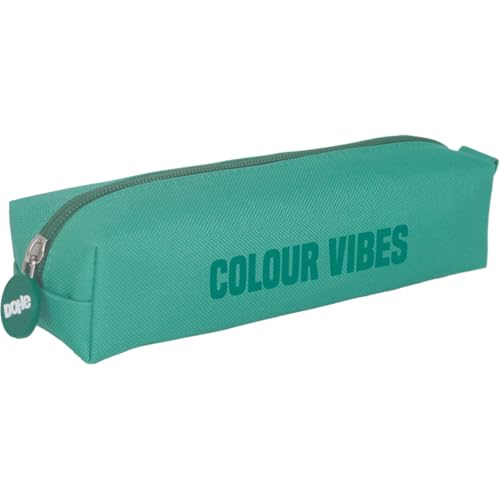 DOHE - Einfaches Federmäppchen für die Schule - 1 Fach, rechteckiges Mehrzweck-Federmäppchen, 21 x 6 x 6 cm, Reißverschluss, aus strapazierfähigem Polyester - Colour Vibes Grün von DOHE