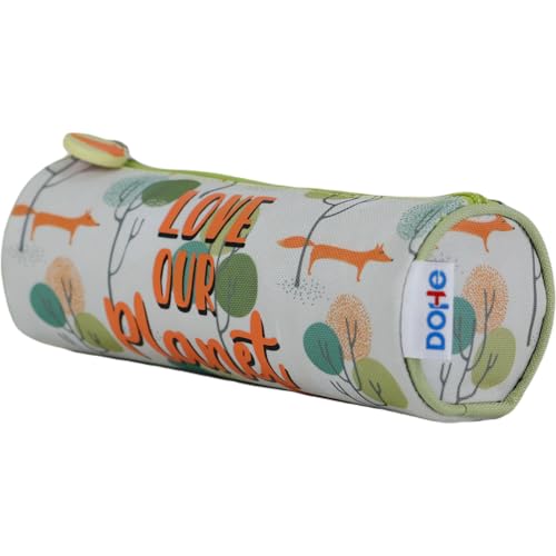 DOHE - Rundes Schulmäppchen - Reißverschluss, offiziell lizenziert, strapazierfähiges Polyester, 21x7,5x7,5 cm, Schulmaterial - WWF Love Our Planet von DOHE