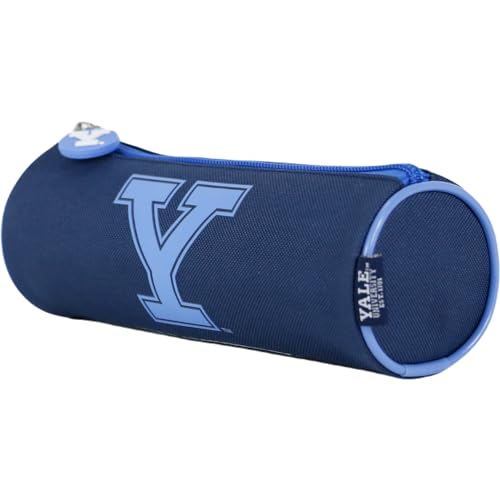 DOHE - Rundes Schulmäppchen - Reißverschluss, strapazierfähiges Polyester, 21x7,5x7,5 cm, Schulmaterial - Yale University Navy - Blau von DOHE