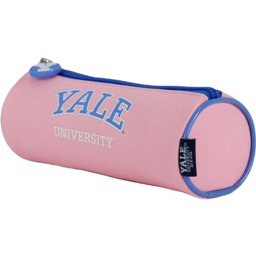 DOHE - Rundes Schulmäppchen - Reißverschluss, strapazierfähiges Polyester, 21x7,5x7,5 cm, Schulmaterial - Yale University Pink Lady - Rosa von DOHE