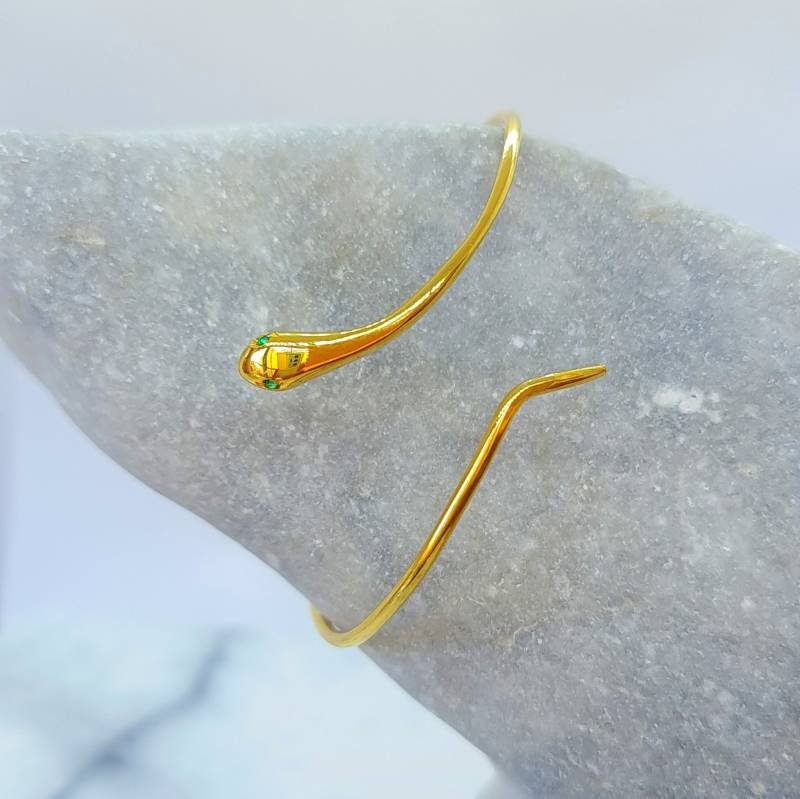 Minimal Schlange Armband, Einfache Medusa Armband Verstellbare 925 Silber 14K Gold Handgemachte Manschette, Schmuck, Hexe von DOHMANSTONE