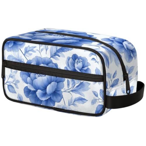Kosmetiktasche mit großem Fassungsvermögen, Make-up-Tasche, Kulturbeutel, tragbare Aufbewahrung mit Griff, geeignet für Geschäftsreisen, Fitness, Urlaub, für Damen und Herren, Glasur-Farbe, blaue von DOHOATI