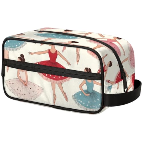 Kosmetiktasche mit großem Fassungsvermögen, Make-up-Tasche, Kulturbeutel, tragbare Aufbewahrung mit Griff, geeignet für Geschäftsreisen, Fitness, Urlaub, für Damen und Herren, bunter Ballettrock von DOHOATI