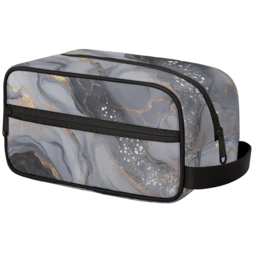 Kosmetiktasche mit großem Fassungsvermögen, Make-up-Tasche, Kulturbeutel, tragbare Aufbewahrung mit Griff, geeignet für Geschäftsreisen, Fitness, Urlaub, für Damen und Herren, modisch, goldfarben von DOHOATI