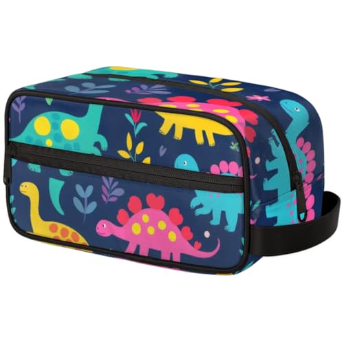 Kosmetiktasche mit großer Kapazität – Make-up-Tasche, Kulturbeutel, tragbare Aufbewahrung mit Griff, geeignet für Geschäftsreisen, Fitness, Urlaub, für Männer und Frauen, Fantasy-Dinosaurier von DOHOATI