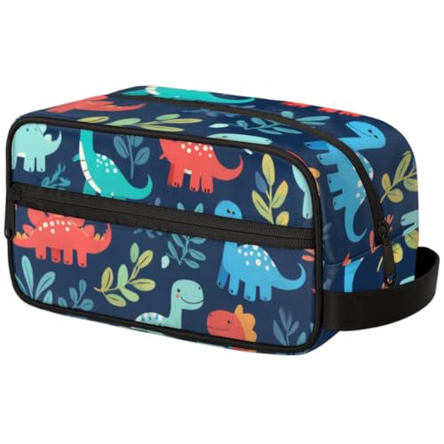 Kosmetiktasche mit großer Kapazität – Make-up-Tasche, Kulturbeutel, tragbare Aufbewahrung mit Griff, geeignet für Geschäftsreisen, Fitness, Urlaub, für Männer und Frauen, lebendiger Dinosaurier von DOHOATI