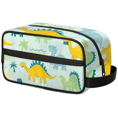 Kosmetiktasche mit großer Kapazität – Make-up-Tasche, Kulturbeutel, tragbare Aufbewahrung mit Griff, geeignet für Geschäftsreisen, Fitness, Urlaub, für Männer und Frauen, verspielter Dinosaurier von DOHOATI