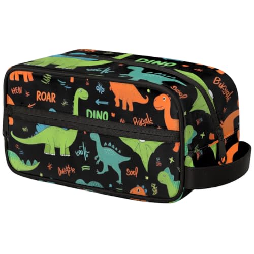 Kosmetiktasche mit großer Kapazität – Make-up-Tasche, Kulturbeutel, tragbare Aufbewahrung mit Griff, geeignet für Geschäftsreisen, Fitness, Urlaub, für Männer und Frauen, verspielter Dinosaurier von DOHOATI