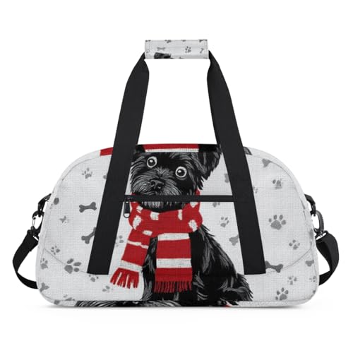 Wasserabweisende Sporttasche – mit Fach, ideal für Sport und Handgepäck, Wochenendreisen, für Mädchen, Jungen, Männer und Frauen, 48 x 26,9 x 22,1 cm, bezaubernder Hund mit Schal Wasserabweisende Sporttasche – mit Fach, ideal für Sport und Handgepäck, Wochenendreisen, für Mädchen, Jungen, Männer und Frauen, 48 x 26,9 x 22,1 cm, bezaubernder Hund mit Schal von DOHOATI