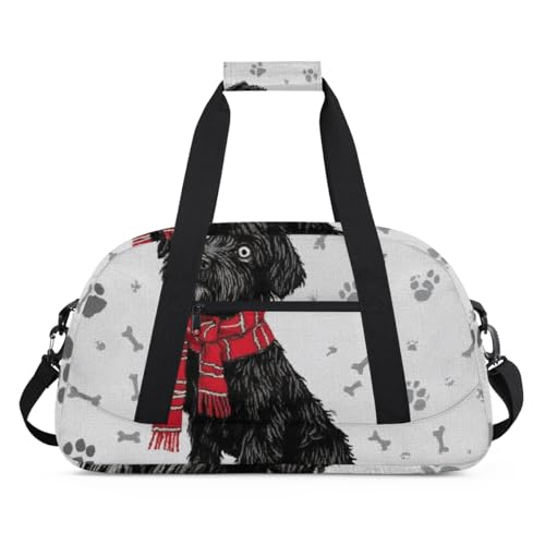 Wasserabweisende Sporttasche – mit Fach, ideal für Sport und Handgepäck, Wochenendreisen, für Mädchen, Jungen, Männer und Frauen, 48 x 26,9 x 22,1 cm, gemütlicher Hund mit Schal Wasserabweisende Sporttasche – mit Fach, ideal für Sport und Handgepäck, Wochenendreisen, für Mädchen, Jungen, Männer und Frauen, 48 x 26,9 x 22,1 cm, gemütlicher Hund mit Schal von DOHOATI