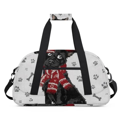 Wasserabweisende Sporttasche – mit Fach, ideal für Sport und Handgepäck, Wochenendreisen für Mädchen, Jungen, Männer und Frauen, 48 x 26,9 x 22,1 cm, agiler Hund mit Schal Wasserabweisende Sporttasche – mit Fach, ideal für Sport und Handgepäck, Wochenendreisen für Mädchen, Jungen, Männer und Frauen, 48 x 26,9 x 22,1 cm, agiler Hund mit Schal von DOHOATI