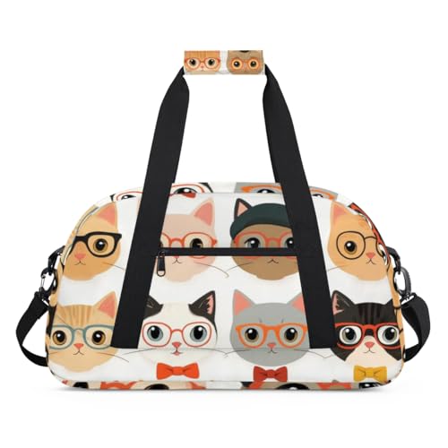 Wasserabweisende Sporttasche – mit Fach, ideal für Sport und Handgepäck, Wochenendreisen für Mädchen, Jungen, Männer und Frauen, 48 x 26,9 x 22,1 cm, bezaubernde Brille – mit Katze Wasserabweisende Sporttasche – mit Fach, ideal für Sport und Handgepäck, Wochenendreisen für Mädchen, Jungen, Männer und Frauen, 48 x 26,9 x 22,1 cm, bezaubernde Brille – mit Katze von DOHOATI