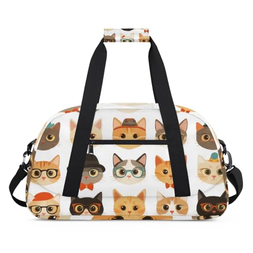 Wasserabweisende Sporttasche – mit Fach, ideal für Sport und Handgepäck, Wochenendreisen für Mädchen, Jungen, Männer und Frauen, 48 x 26,9 x 22,1 cm, interessante Brille – trägt Katze Wasserabweisende Sporttasche – mit Fach, ideal für Sport und Handgepäck, Wochenendreisen für Mädchen, Jungen, Männer und Frauen, 48 x 26,9 x 22,1 cm, interessante Brille – trägt Katze von DOHOATI