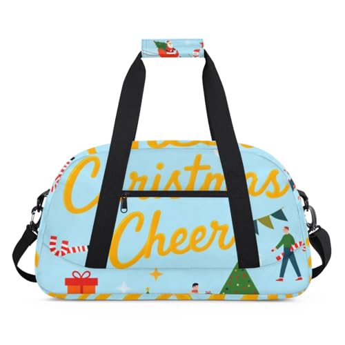 Wasserabweisende Sporttasche – mit Fach, ideal für Sport und Handgepäck, Wochenendreisen für Mädchen, Jungen, Männer und Frauen, 48 x 26,9 x 22,1 cm, lebhafte Weihnachten von DOHOATI