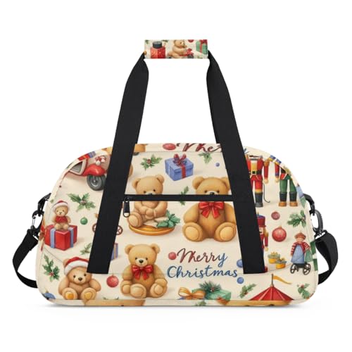 Wasserabweisende Sporttasche – mit Fach, ideal für Sport und Handgepäck, Wochenendreisen für Mädchen, Jungen, Männer und Frauen, 48 x 26,9 x 22,1 cm, lebhaftes Weihnachten von DOHOATI