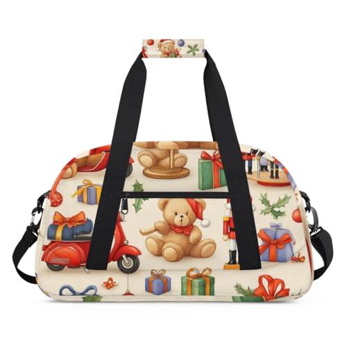 Wasserabweisende Sporttasche – mit Fach, ideal für Sport und Handgepäck, Wochenendreisen für Mädchen, Jungen, Männer und Frauen, 48 x 26,9 x 22,1 cm, niedlich – lustige Weihnachten von DOHOATI
