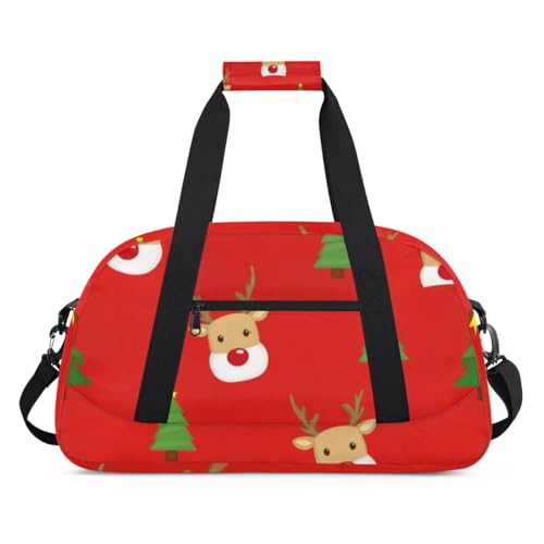 Wasserabweisende Sporttasche – mit Fach, ideal für Sport und Handgepäck, Wochenendreisen für Mädchen, Jungen, Männer und Frauen, 48 x 26,9 x 22,1 cm, niedliches Weihnachts-Rentier von DOHOATI