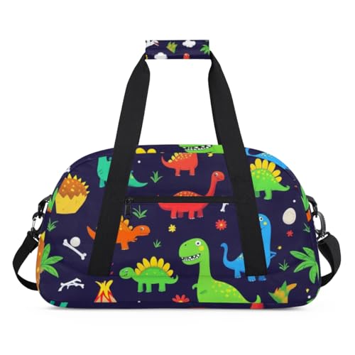Wasserabweisende Sporttasche – mit Fach, ideal für Sport und Handgepäck, Wochenendreisen für Mädchen, Jungen, Männer und Frauen, 48 x 26,9 x 22,1 cm, süßes Dinosaurier-Paradies von DOHOATI