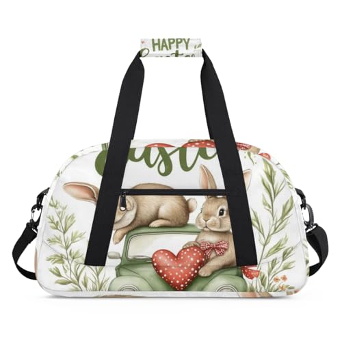 Wasserabweisende Sporttasche – mit Fach, ideal für Sport und Handgepäck, Wochenendreisen für Mädchen, Jungen, Männer und Frauen, 48 x 26,9 x 22,1 cm, verträumtes Ostern von DOHOATI
