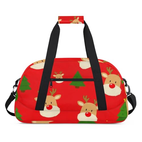 Wasserabweisende Sporttasche – mit Fach, ideal für Sport und Handgepäck, Wochenendreisen für Mädchen, Jungen, Männer und Frauen, 48 x 26,9 x 22,1 cm, warmes Weihnachts-Rentier von DOHOATI