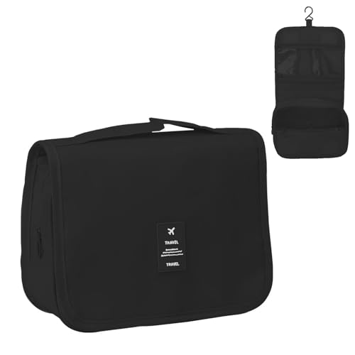 DOINEUFL Kulturtasche Damen & Herren, Kulturtasche zum Aufhängen Kosmetiktasche Damen wasserdichte, Multifunktionale Kosmetiktasche (Schwarz) von DOINEUFL