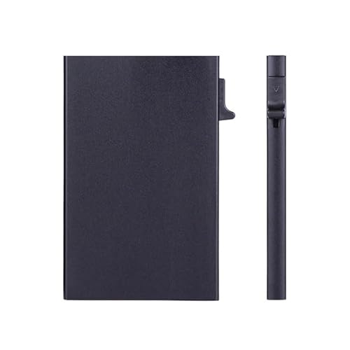 DOINEUFL Schlanke RFID-blockierende Geldbörse für Herren – minimalistisches Kreditkartenetui | Pop-Up-Kartenetui aus Metall (AA Aluminium) | Reise- und Urlaubszubehör | UK-Herren-Geldbörsen (Schwarz von DOINEUFL