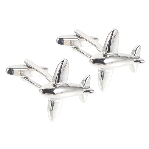 DOITOOL 1 Paar Herren Manschettenknöpfe Hochwertigem Flugzeugform Stilvolle Cufflinks für Hochzeiten Geburtstage und Business Anlässe Silberfarbene Accessoires für Herrenmode von DOITOOL