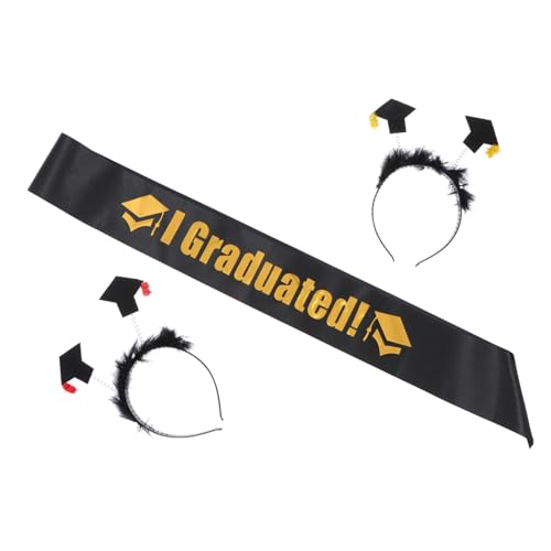 DOITOOL 1 Satz 2022 Arzt Hut Stirnband Satin-haargummis Graduierte Schärpe Aus Satin Glückliche Abschlussschärpe Unisex-satinschärpe Metall Abschluss Saison Männer Und Frauen Abschlussball von DOITOOL