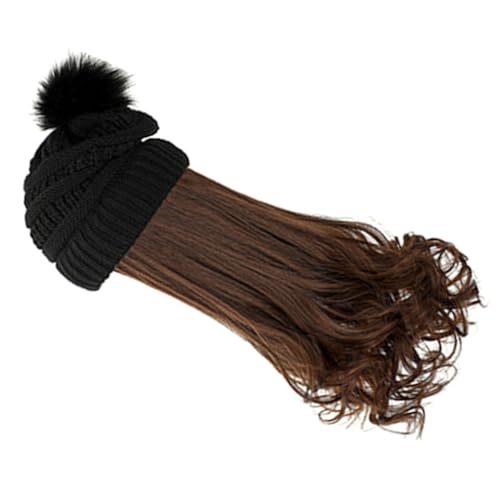 DOITOOL 1 Satz abnehmbare Perückenkappe Courly Wavy Beanie Wig Cap. Beanie Wintermütze Damen Perücken wellige gehäkelte Mütze Cosplay-Perücke häkeln Hut Strickmütze Hochtemperaturdraht von DOITOOL