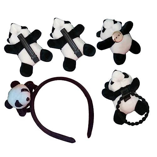 DOITOOL 1 Satz Cartoon Panda Schmuck Haarnadeln für Mädchen Haargummis für Kinder Haar Klammern Stirnband Panda-Brosche Panda-Kopfbedeckung Tier Haarring Zubehör Baby Tuch von DOITOOL