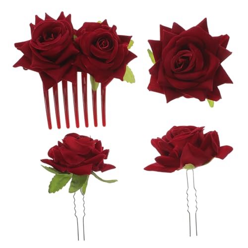 DOITOOL 1 Satz Haarspange Aus Künstlicher Rose Haarnadeln Mit Rosenblüten Rosenhaarschmuck Für Frauen Rosenblüten- Haarspangen Für Frauen Braut Haarstock Die Blumen Bügeleisen von DOITOOL