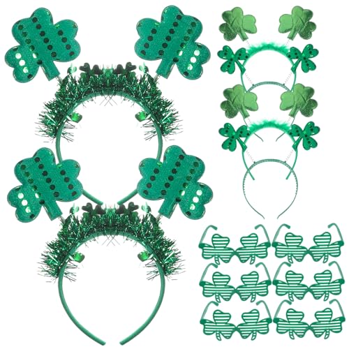 DOITOOL 1 Satz Irisches Stirnband Grünes Kleeblatt-stirnband Irische Stirnbänder Für Frauen St. Patricks Day Stirnbänder Brille Kobold-partyzubehör Tiara Plastik Partybedarf Gläser von DOITOOL