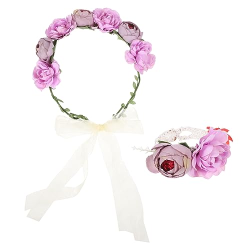 DOITOOL Braut Stirnband 1 Satz Kranz Stirnband Haarband Blumengirlande Accessoires für Mädchen Blumenmädchen-Stirnband uhrenarmbänder Tiara Feen-Accessoires für Frauen Feenkrone Hochzeit von DOITOOL