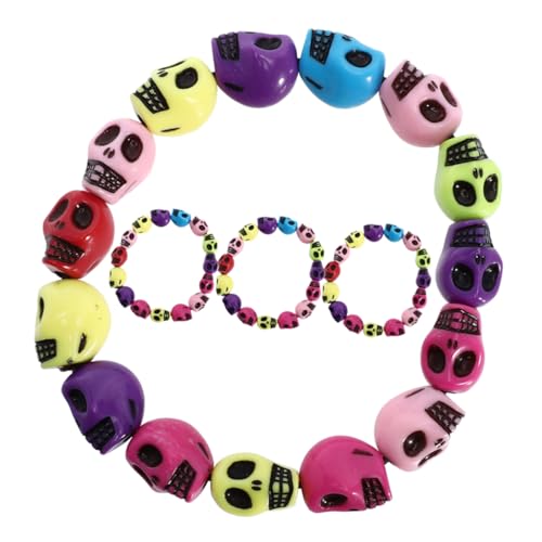 DOITOOL 1 Satz Teiliges Bunte Schädelperlen Armbänder Für Damen Punk Stil Skelett Schmuck Für Partys Halloween Und Besondere Anlässe Langlebig Und 4 Stück von DOITOOL