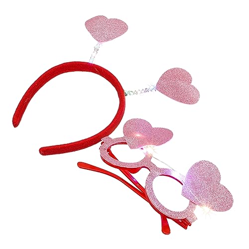 DOITOOL 1 Set Valentinstag Stirnband „Loveling Heart“ Stirnband Valentinstag Brille Valentinstag Herz Stirnband LED Herz Stirnband Und Brille Rotes Deko Zubehör Miss Christmas Harz von DOITOOL