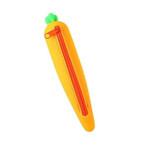 DOITOOL 1 Stück Karotte Federmäppchen Briefpapierbeutel Schreibwarenkoffer für die Schule Studenten Easy putz stifteschale Karotten-Mäppchen Silikonstiftkoffer Kieselgel Orange von DOITOOL