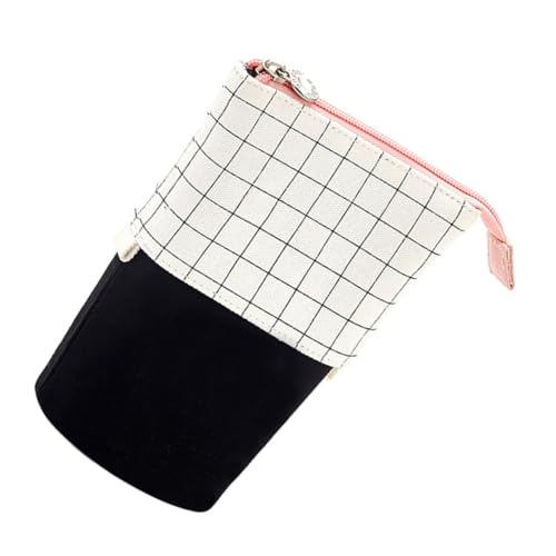 DOITOOL 1 Stück Mäppchen Karierte Federtasche Bleistiftbeutel Briefpapierbeutel Mehrzweck-stifttasche Schreibwarenzubehör Kreative Stifttasche Weiß Segeltuch von DOITOOL