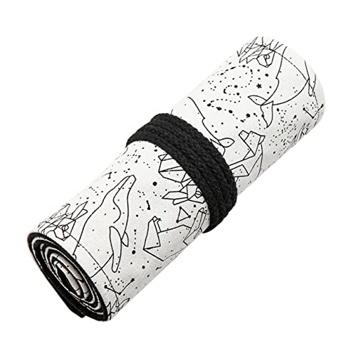 DOITOOL 1 Stück Slots Roll Up Bleistiftbeutel Canvas Großes Federmäppchen für Schüler Tragbare Stifte Organizer Tasche mit Elegantem Design für Kunst und Schule von DOITOOL