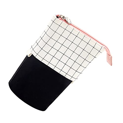 DOITOOL 1 Stück Stylischer Plaid Federmäppchen Canvas Tragbar für Stifte Bleistifte und Schreibwaren Design Schwarz und Weiß für Schule und Büro von DOITOOL