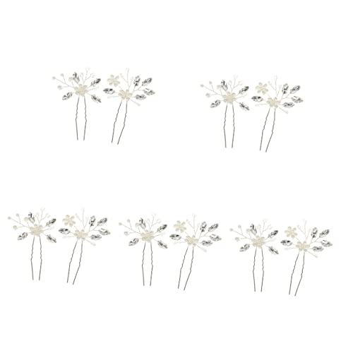 DOITOOL 10 Stk Haargabel Haarschmuck Für Frauen Blumenverzierungen Hochzeitskopfschmuck Für Die Braut Blumendekorationen Hochzeitshaar Braut Blatthaar Perle Legierung Brautjungfer Kristall von DOITOOL