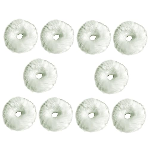 DOITOOL 10 Stk Haargummis Haargummihalter fuß messgerät verschwommen Haarbänder Haarband Haarschmuck Fell Haarring Bommel Haarseil Damen Pferdeschwanz Weiß von DOITOOL
