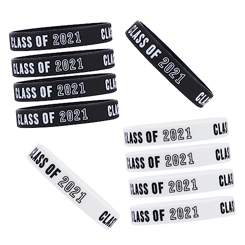 DOITOOL 10 Stück Teiliges Class Of Silikonarmband Langlebige Abschluss Armbänder Weiß und Schwarz Dekorative Wristbands als für Schüler Studenten und Absolventen von DOITOOL