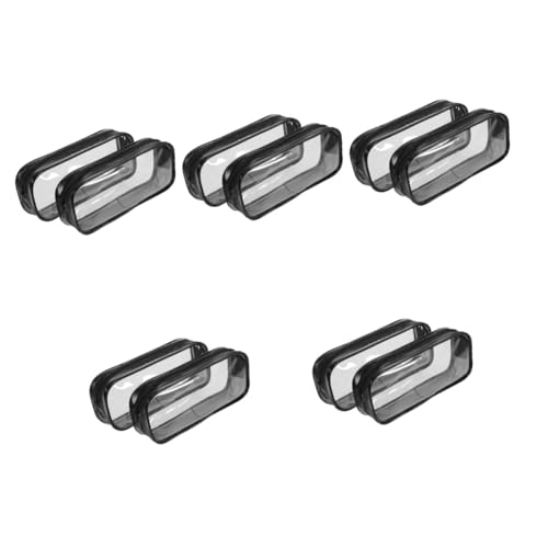 DOITOOL 10 Transparente Schwarze PVC Federmappe Großer Stift Organizer mit Reißverschluss Leichtes Robustes Schreibwaren Etui für Schule Künstler und Alltag und Vielseitig von DOITOOL