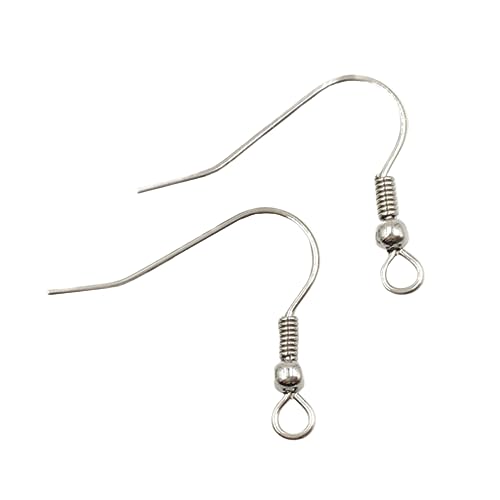 DOITOOL 100stücke Ohrringhaken Ohrhaken Titanstahl Fischhaken-ohrringe Für Damen Herren Mit Federperlen-design Silber von DOITOOL