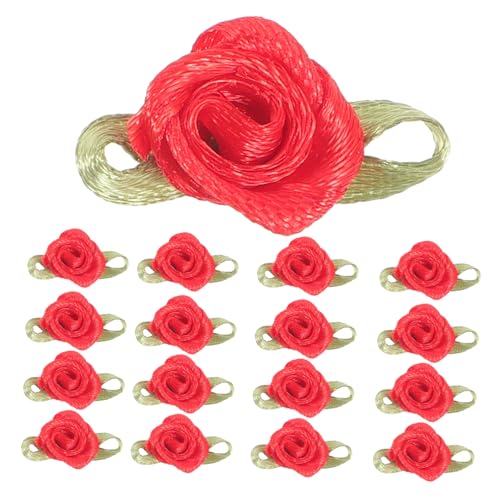 DOITOOL 100stücke Stoffrosen Mit Blättern Und Mini-bändern Künstliche Blumenapplikationen Zum Nähen Und Basteln Für Kleidung Und Heimwerkerprojekte von DOITOOL