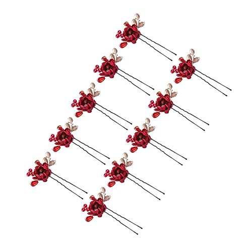 DOITOOL Perlen-Haarspange 10St Goody Haarspangen für Frauen rote Brauthaarnadeln Strass-Haarnadeln stäbchen Tiara Braut Haarnadel dekorative Haarnadel Kleid Kopfbedeckung Zubehör Kind von DOITOOL