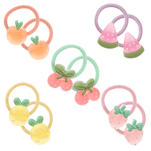 DOITOOL 10St Cartoon-Kopf-Seil-Gummiband Scrunchies Haargummis Fruchthaar haarschmuck Haarklammer Pferdeschwanzhalter für Mädchen elastische Haarbänder Elastizität Kind von DOITOOL